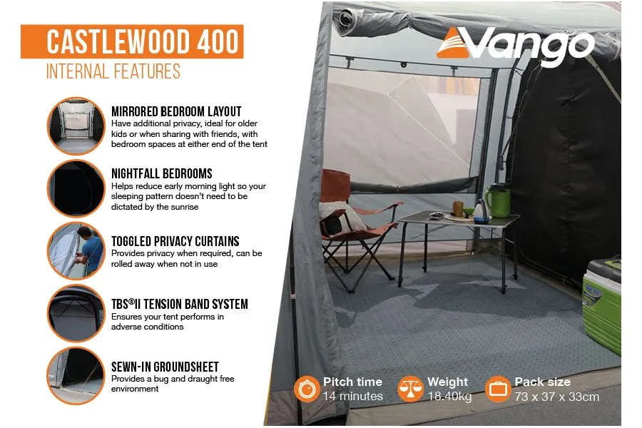 Vango Castlewood 400 Poled Tent Package 2023