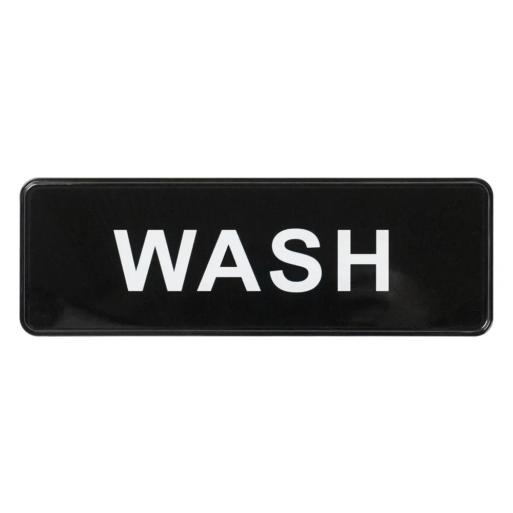 Winco SGN-318 Information Sign, "Wash", 3" x 9", Black