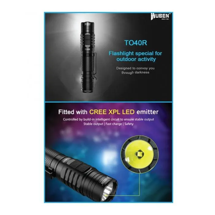 Wuben 1200 Lumen LED Flashlight w/Survival Bracelet